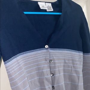 women’s XS grey, navy blue, & baby blue stripped Armani Exchange cover up top